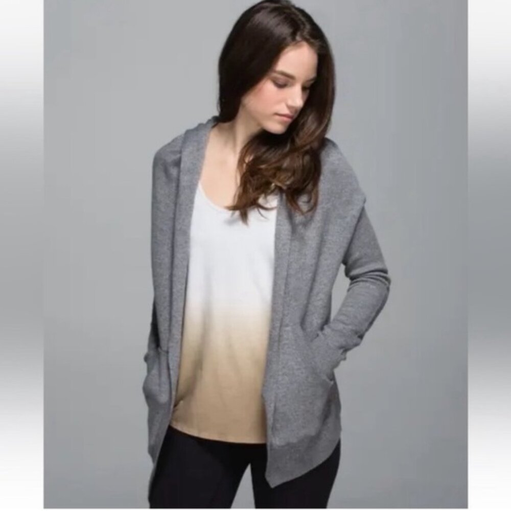 🌞Cute Lululemon OM Racerback Tank Top Long Tee in Cashew & White - Picture 5 of 5